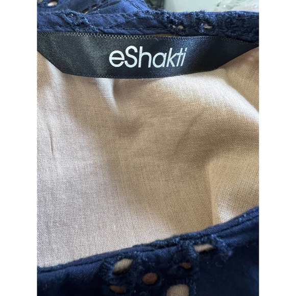 eShakti Navy Blue Eyelet Dress Short Sleeve Fit& Flare Cocktail READ DESCRIPTION - Picture 12 of 14